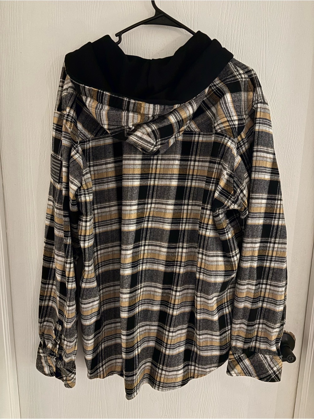 Howitzer Men's Plaid Hooded Flannel Shirt Jacket - Black, White & Tan - Picture 5 of 5